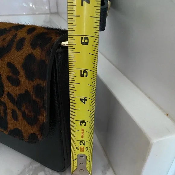 🆕 DIVINA FIRENZE 🇮🇹 Black Leather Leopard Fur Flap Shoulder/Crossbody Bag - Picture 12 of 15